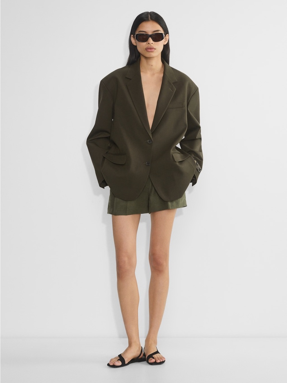 Aritzia Babaton Vogue Blazer City Wool Olive